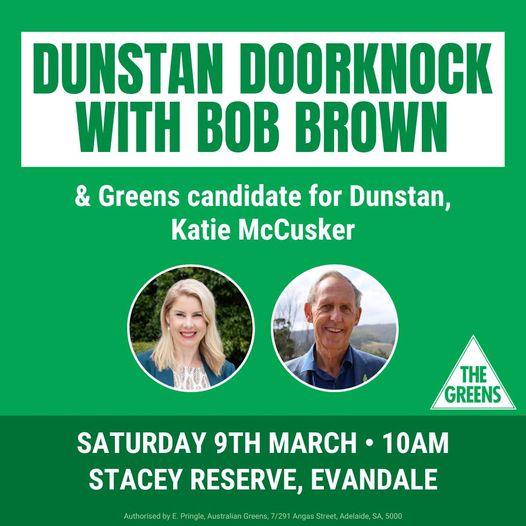 Katie McCusker, Greens Candidate for Dunstan: So excited to have Bob Brown joining us for a doorknock with  Katie Mc…