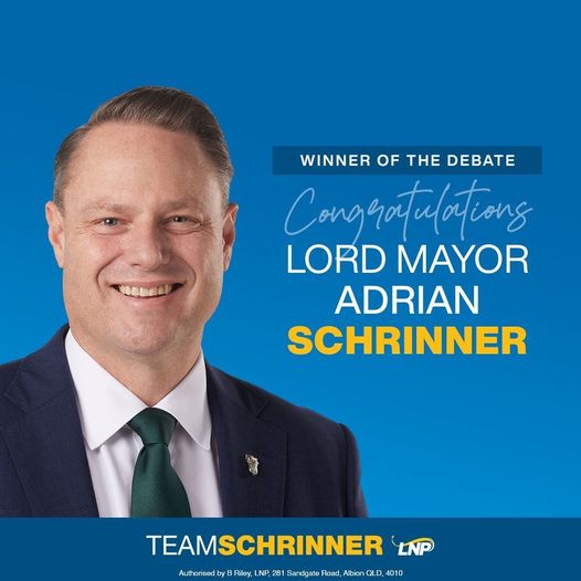 LNP – Liberal National Party: It’s official. Only Lord Mayor Adrian Schrinner and his team have a cr…