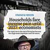 May be an image of 1 person and text that says 'FINANCIAL REVIEW Households face income pain until 2027: economists The rapid rise in the cost ofliving has become the single most important issue for voters.'