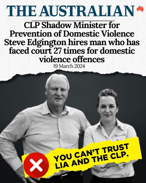 Territory Labor: CLP Shadow Minister for Prevention of Domestic Violence Steve Edgingto…