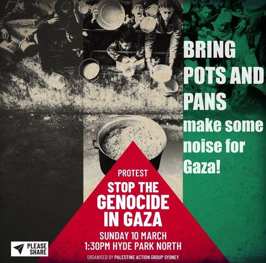 BRING POTS AND PANS TO MAKE SOME NOISE FOR GAZA TODAY!...