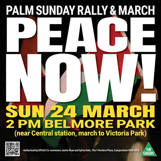 The Greens NSW: Join us on Sunday at the Palm Sunday rally at 2pm in Belmore Park. We …