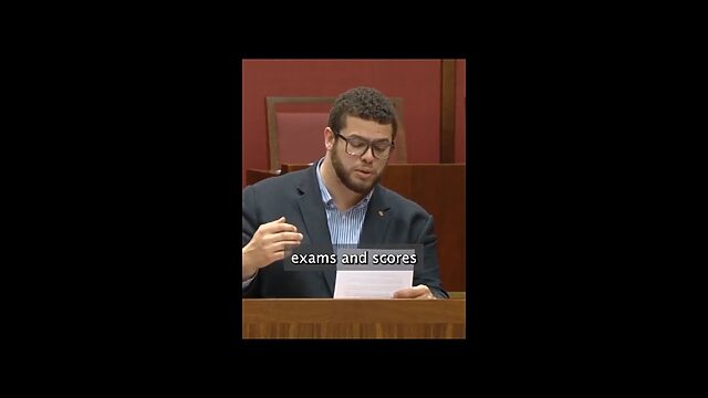 Jordon reads Arina's ATAR speech in Parliament