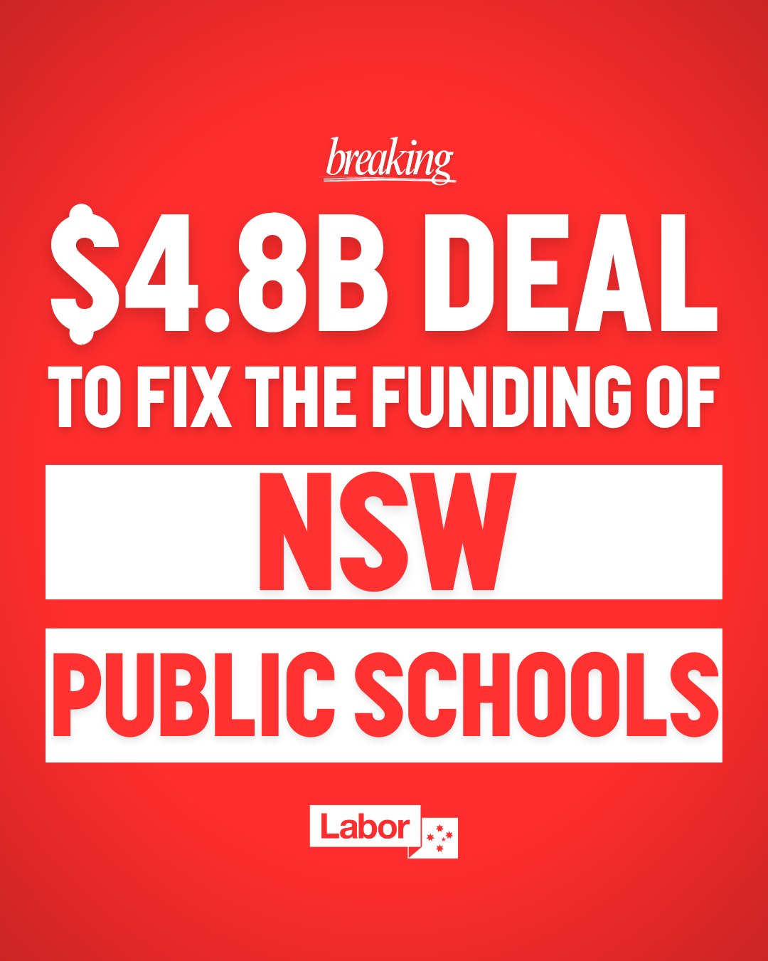 BREAKING: Labor is fixing the funding of public schools in the biggest state in ...