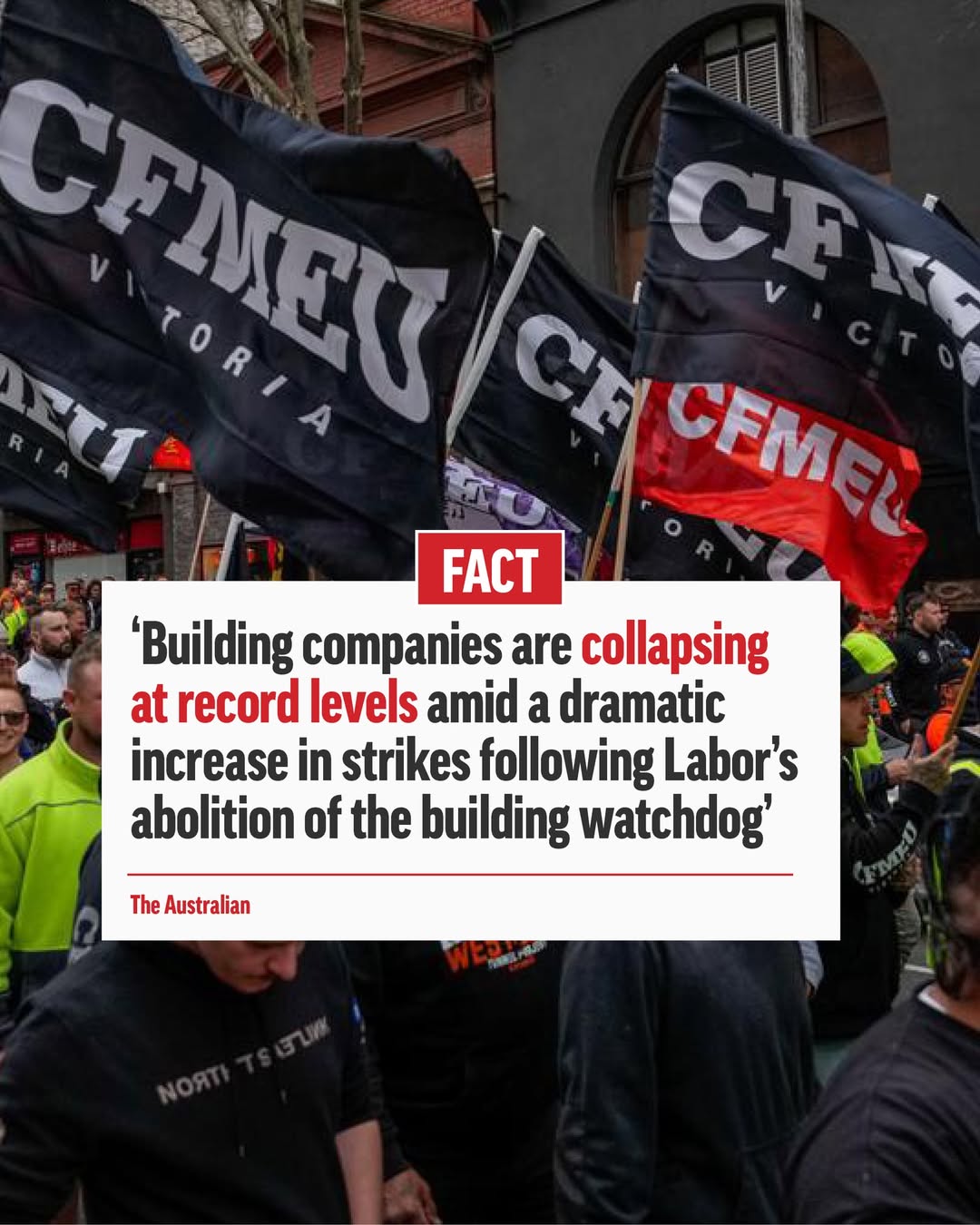 The CFMEU’s unlawful behaviour is driving up the cost of housing....