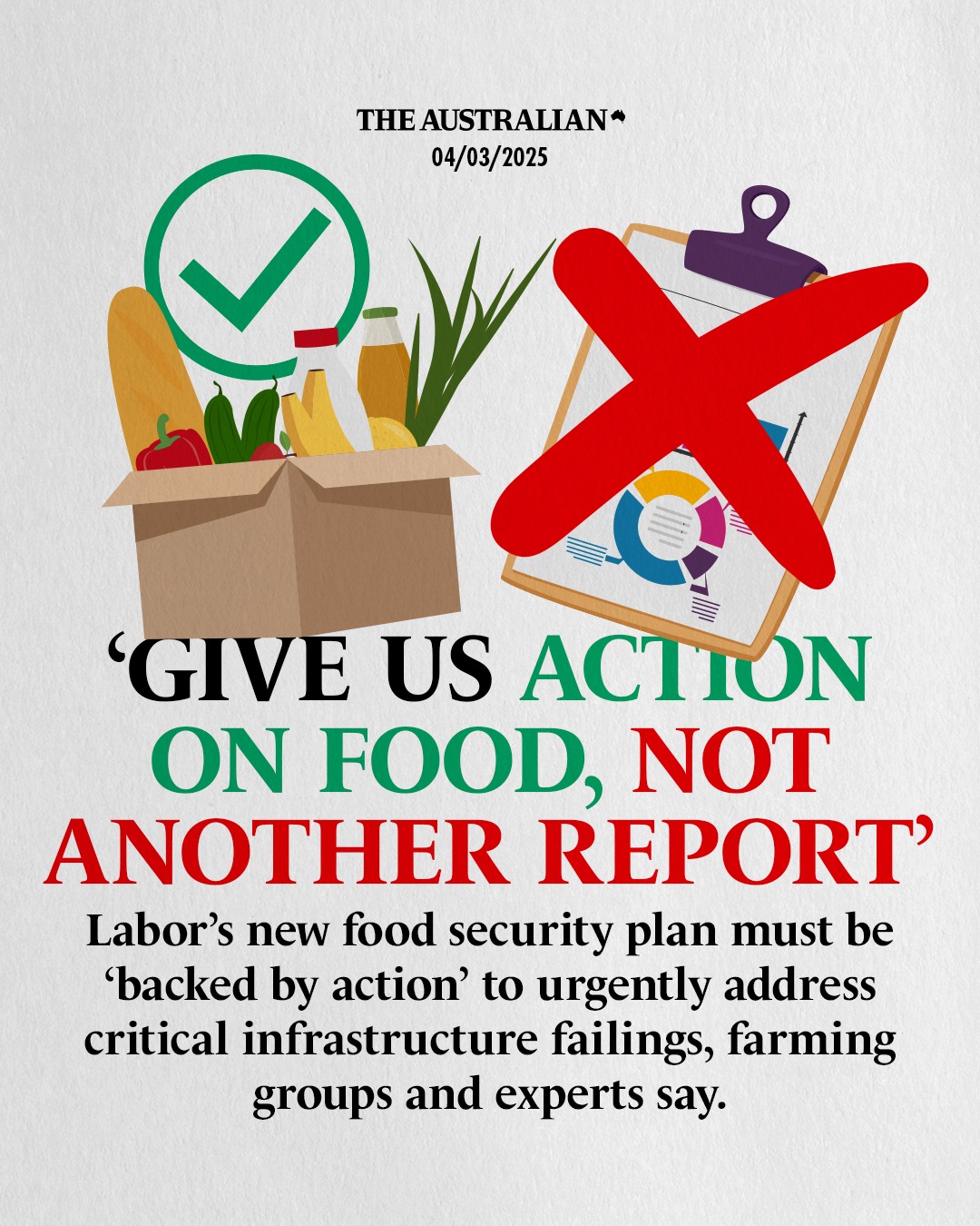 Too little, too late from Labor. Farmers have been calling for action on food se...