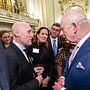 Image shows King Charles meeting (left to right) researchers Prof Michael Singer, from Cardiff University, Prof Katerina Michaelides and Dr Sean Fox for the Water and Climate Reception