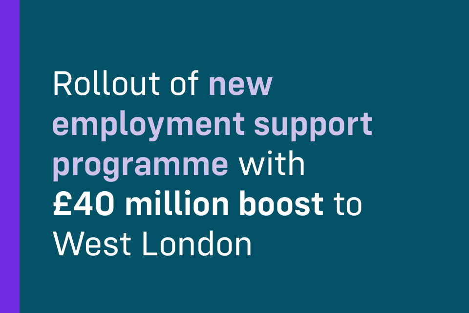 £40M Boost Launches New West London Job Scheme