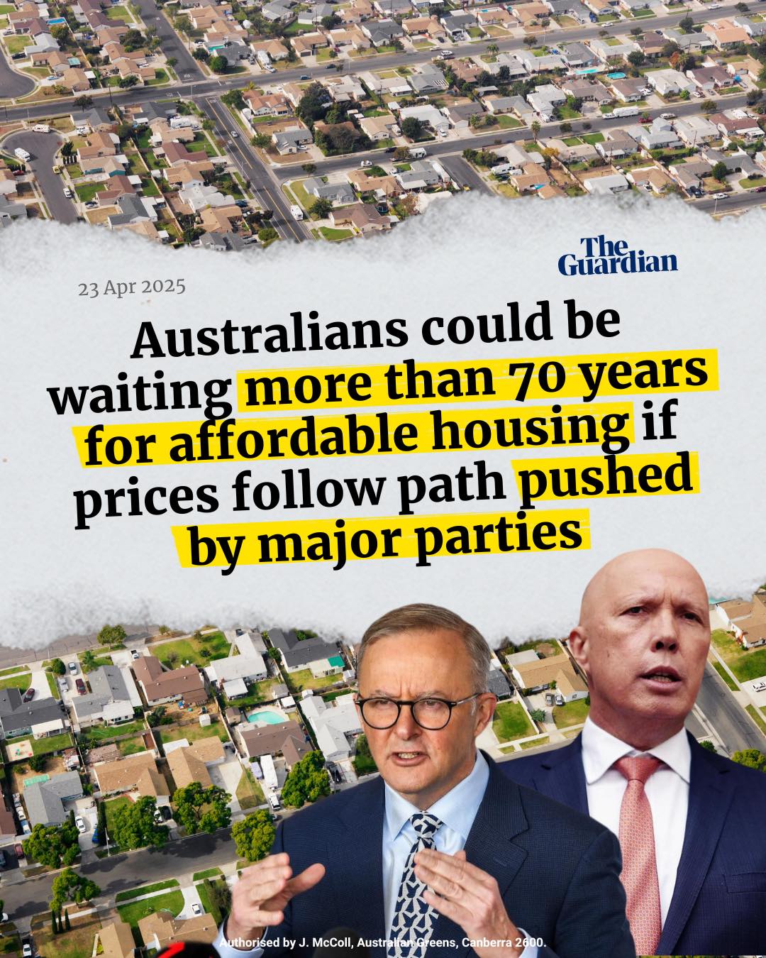 The Australian Greens: The major parties have no plan to tackle the housing crisis at its core. Labor i…