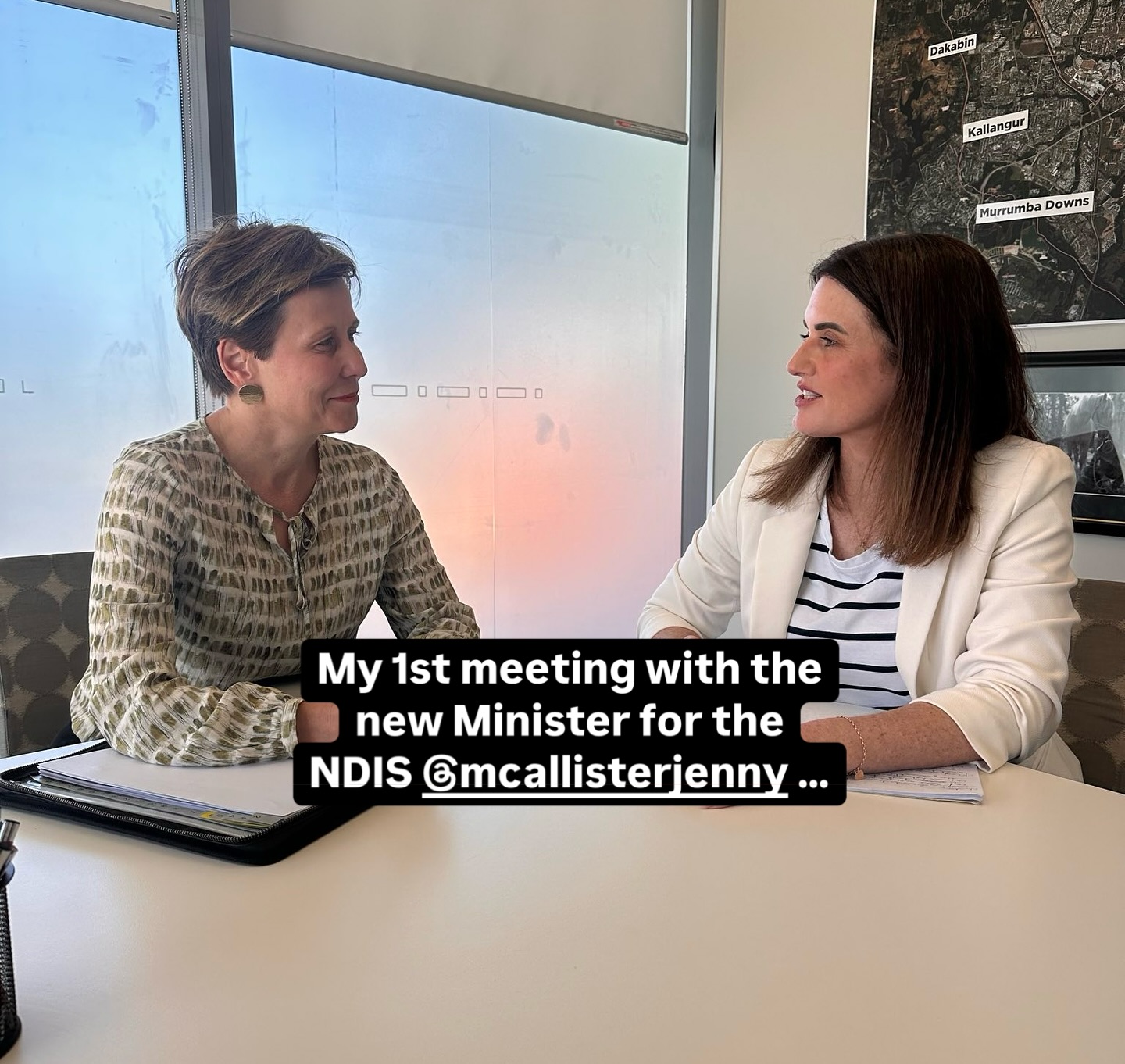 My first meeting with new NDIS Minister Senator Jenny Macallister....