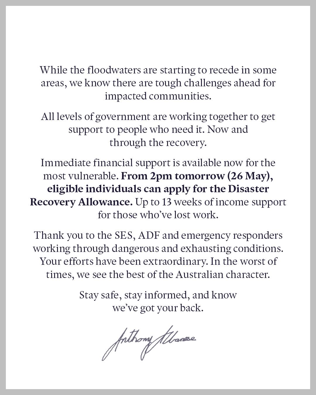 Anthony Albanese: For more information about financial support, grants and payments head to: nsw.g…