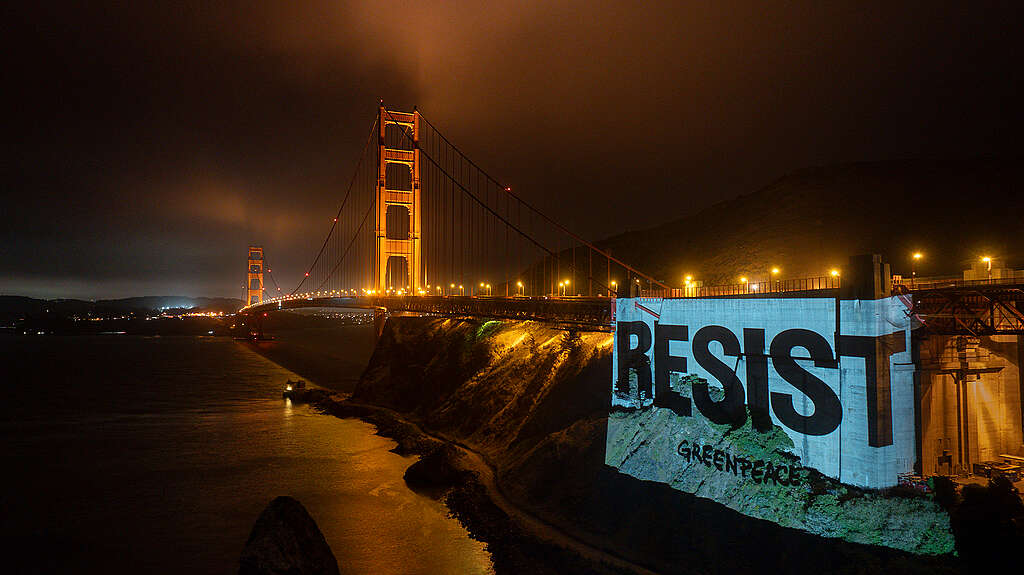 At nightfall in California, Greenpeace USA
