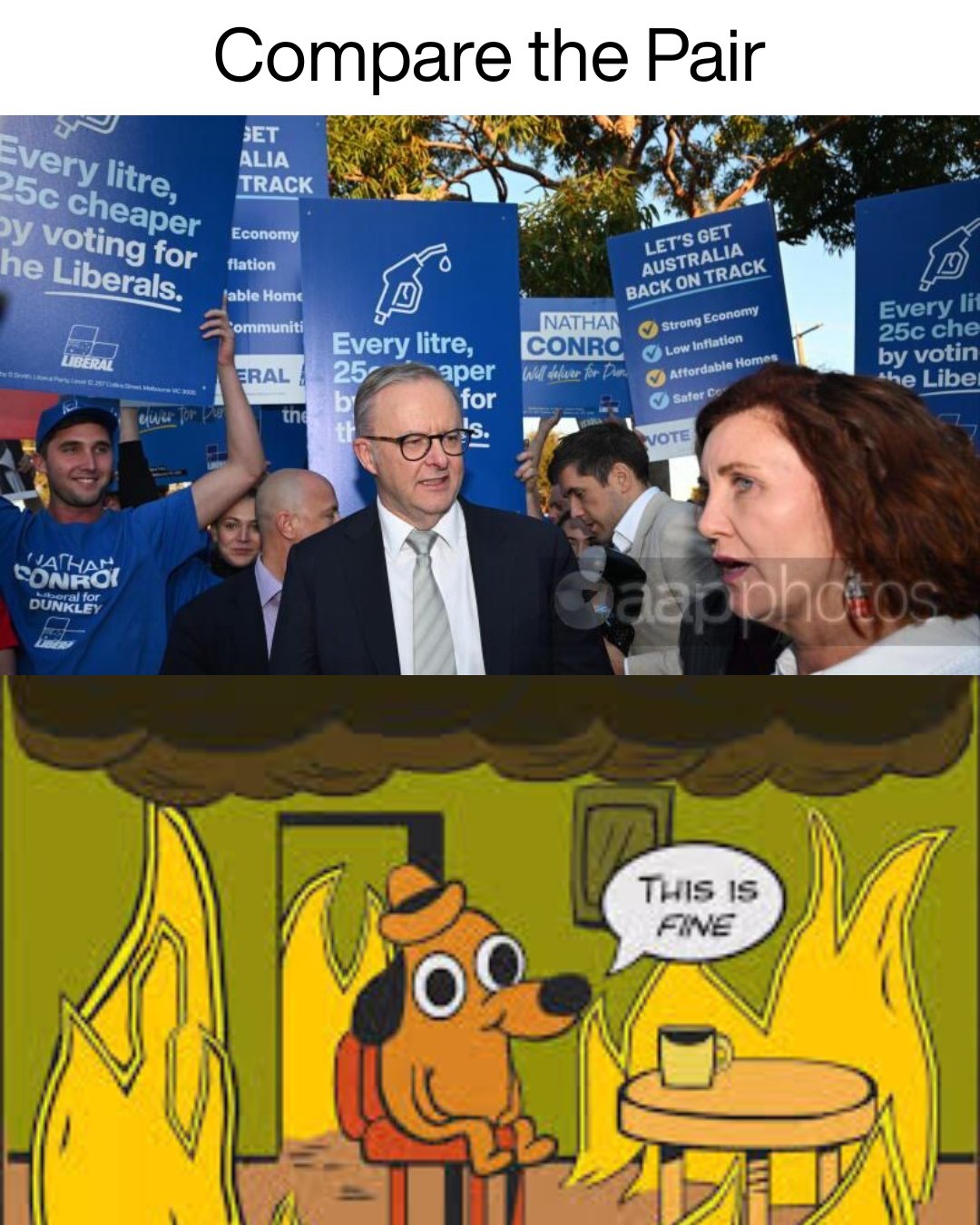Vote Liberal to halve the  fuel tax....