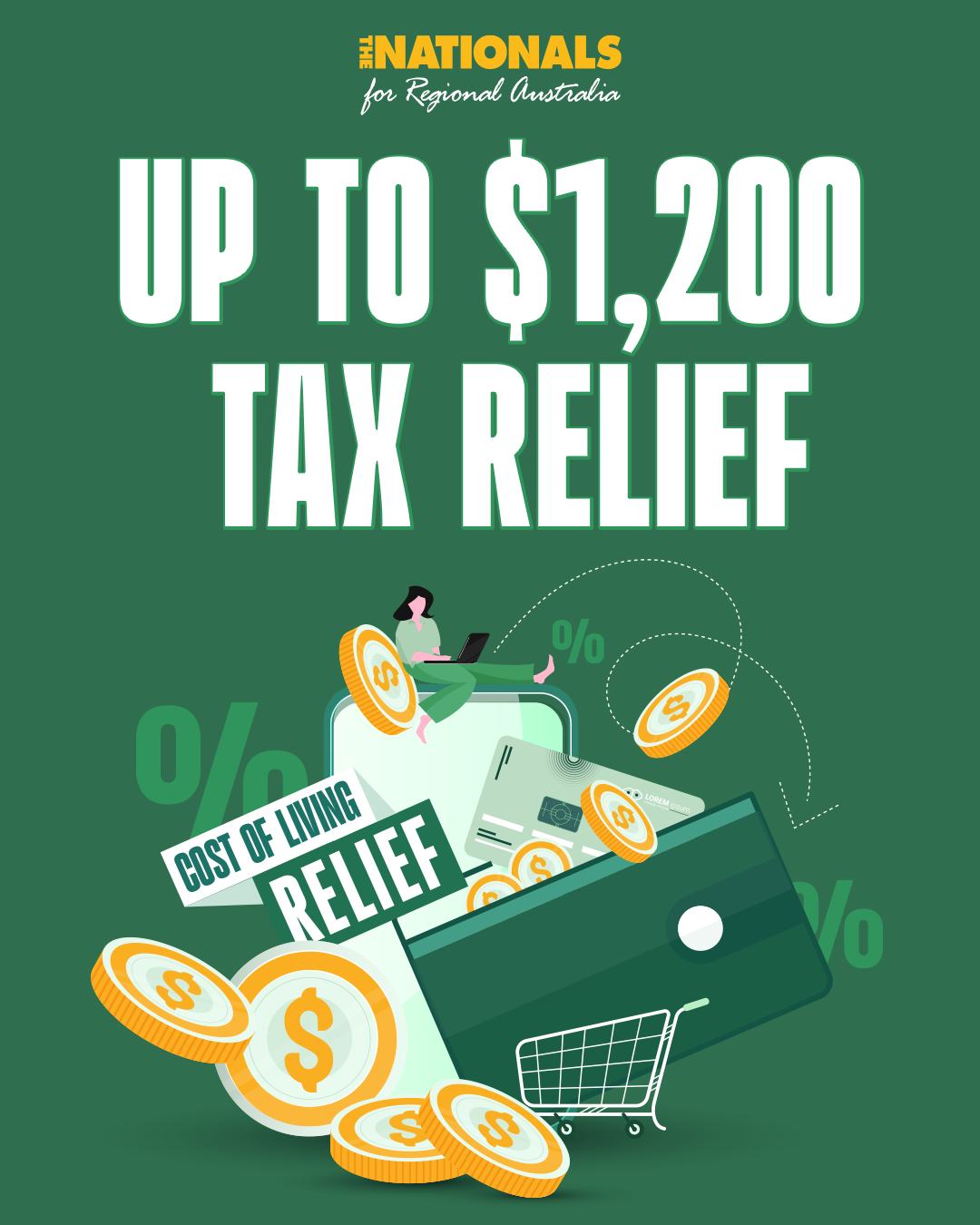 National Party of Australia: Vote for the Nationals today for cost of living relief….
