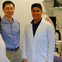 Bei Wang, Chun Han and Nicolas Ruiz in the laboratory at the Weill Institute for Cell and Molecular Biology.