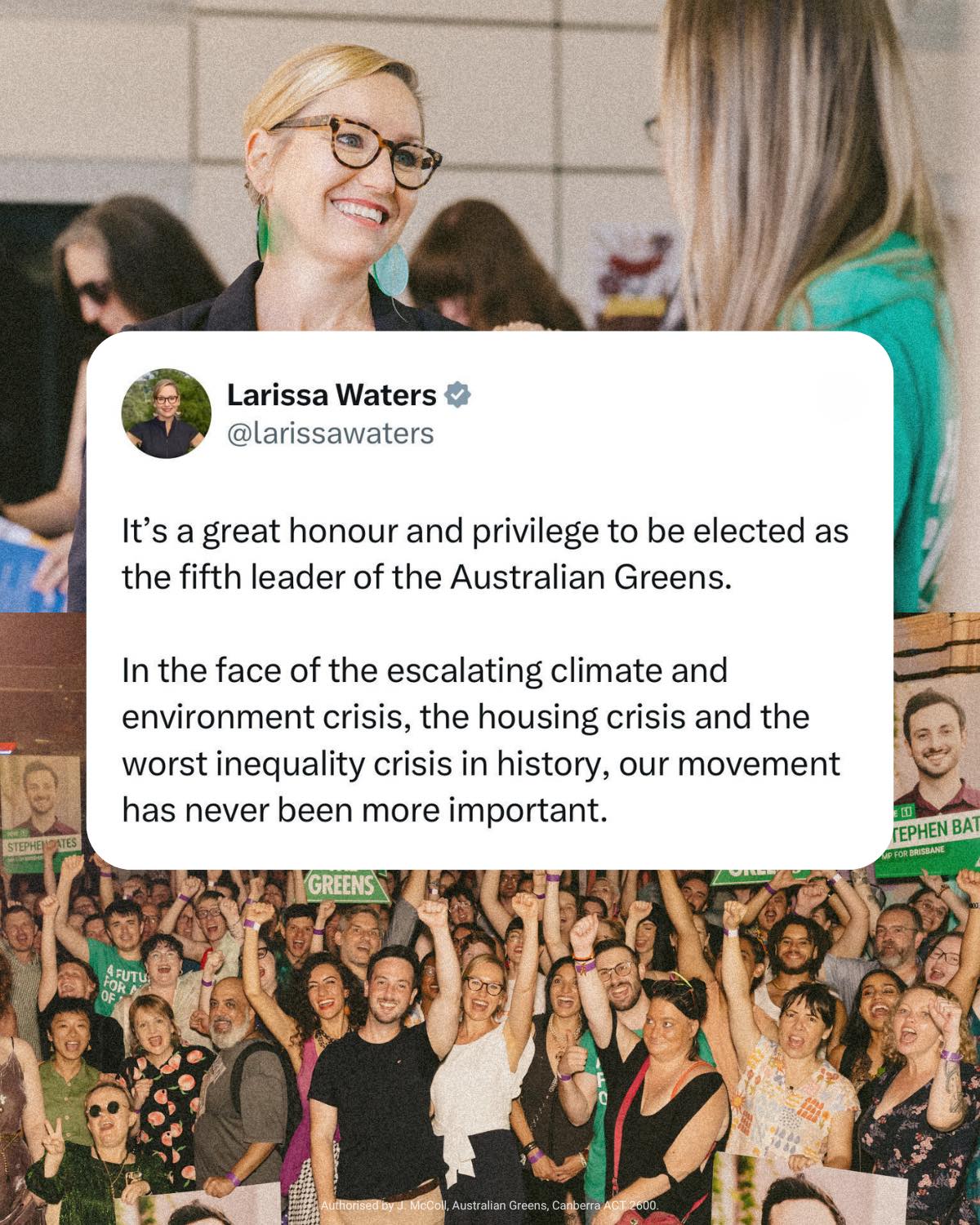 Congratulations Larissa Waters...