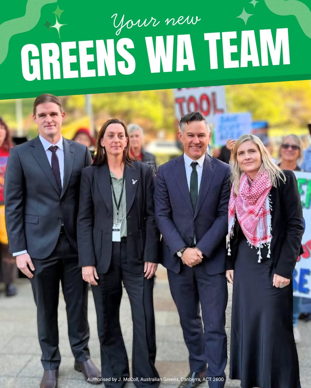 The Australian Greens: Congratulations to @sophie_mcneill1 @jessbeckerling @timclifford_ & @bradpettitt…