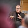 Person lecturing in a classroom