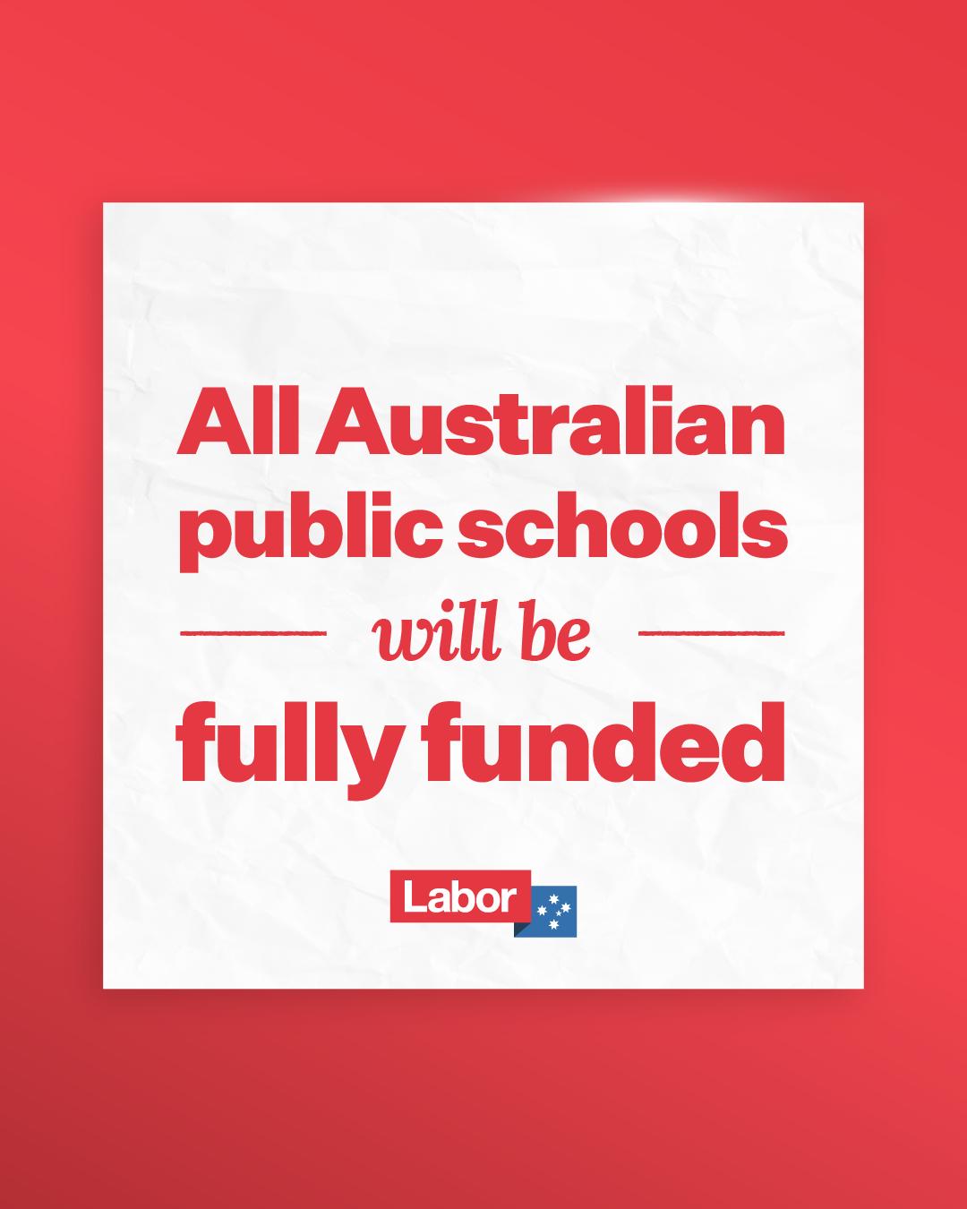 ICYMI: The Albanese Labor Government is putting all schools on a path to full an...