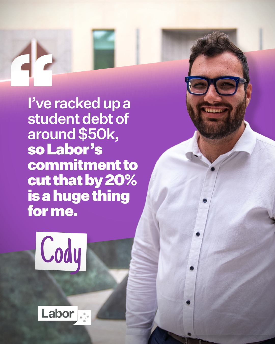 Australian Labor Party: This is Cody. He’s just one of the many Australians that will benefit from Labor…