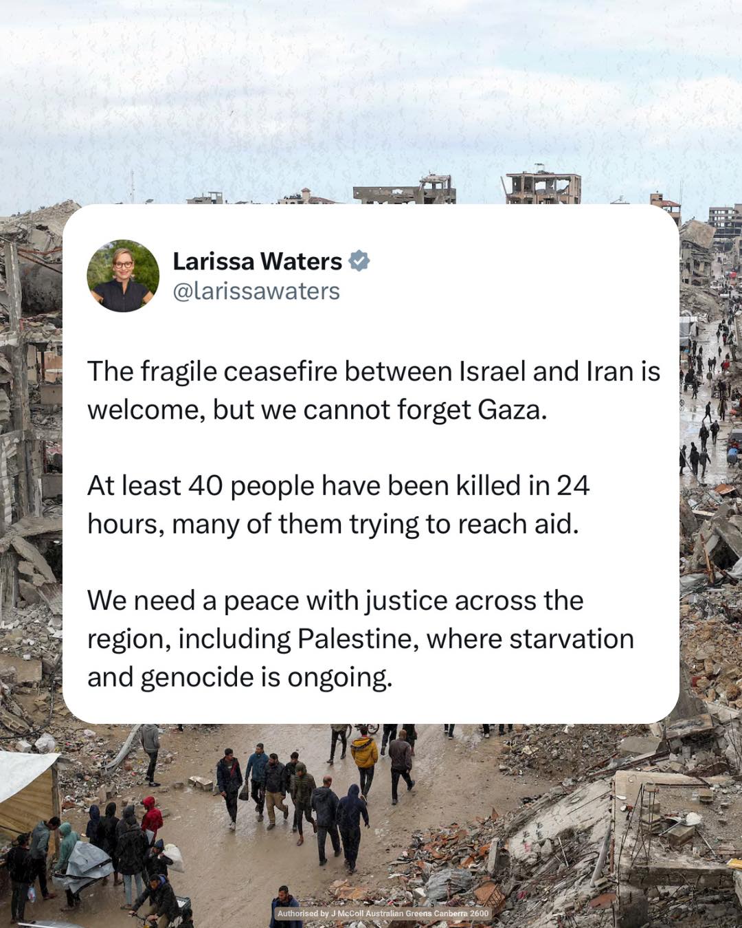 The fragile ceasefire between Israel and Iran is welcome, but we cannot forget G...
