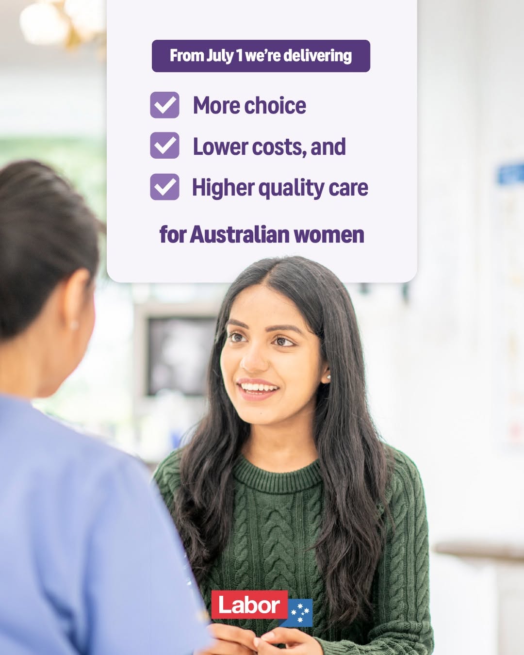 Australian Labor Party:  Longer consultations, covered under Medicare, for specialised gynaecological ca…