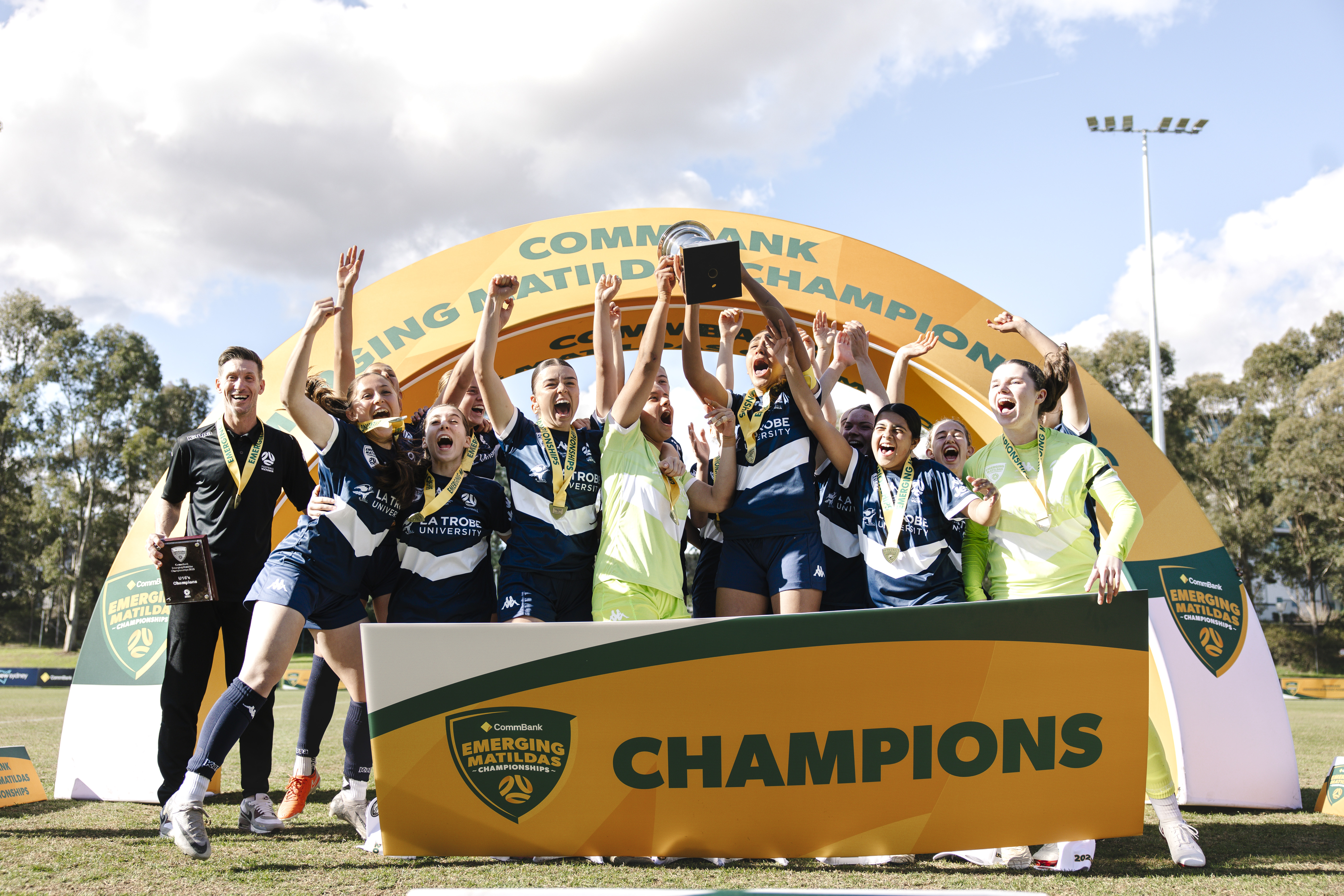 Victoria Blue celebrate winning the CommBank Emerging Matildas Championships