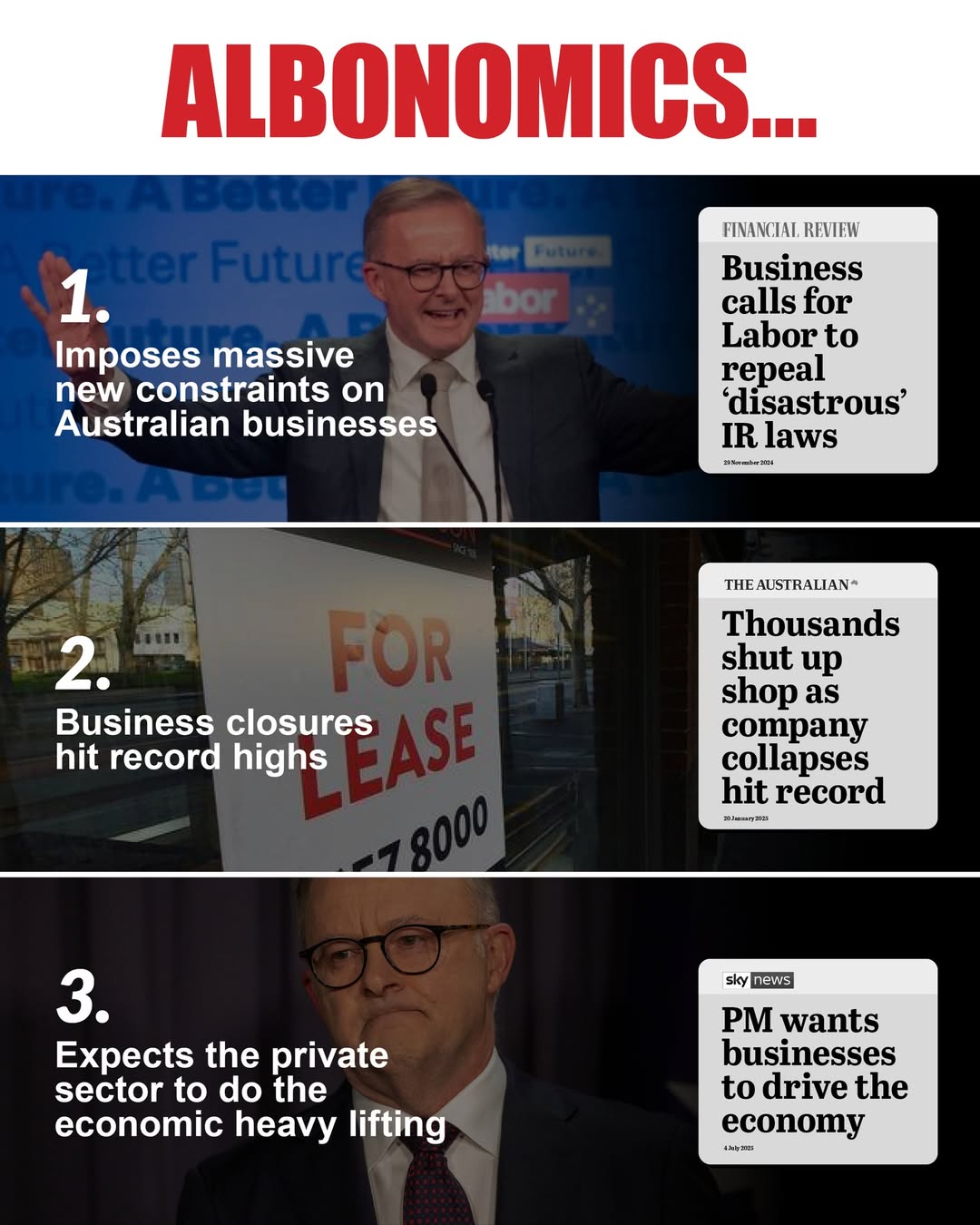 Labor doesn’t understand small business and can’t manage the economy....