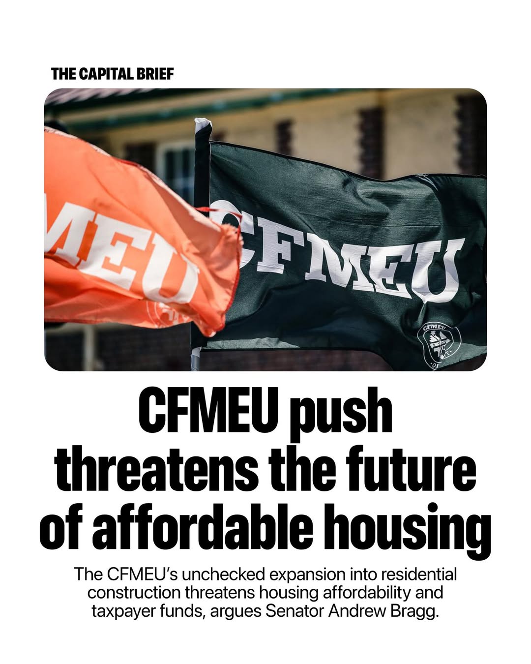 The CFMEU wants to expand into NSW housing, despite being under administration....