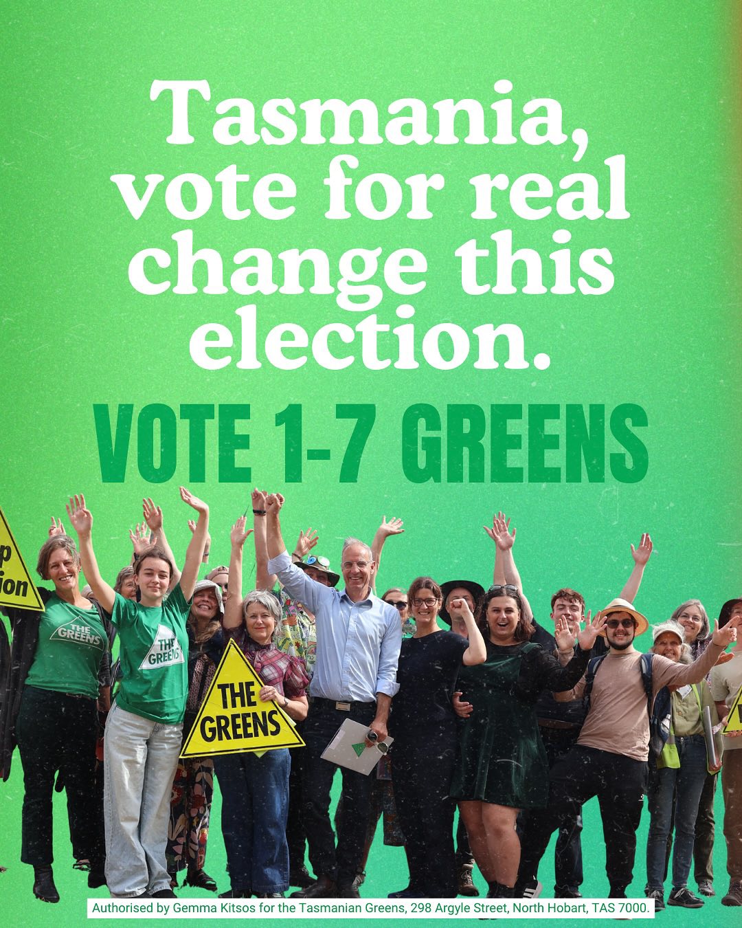 The Australian Greens: This Tasmanian state election, vote 1-7 Greens to stop the stadium, invest in he…