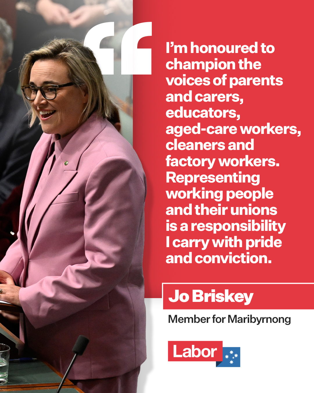 'In the Labor movement, we stand on the shoulders of giants. I want to recognise...