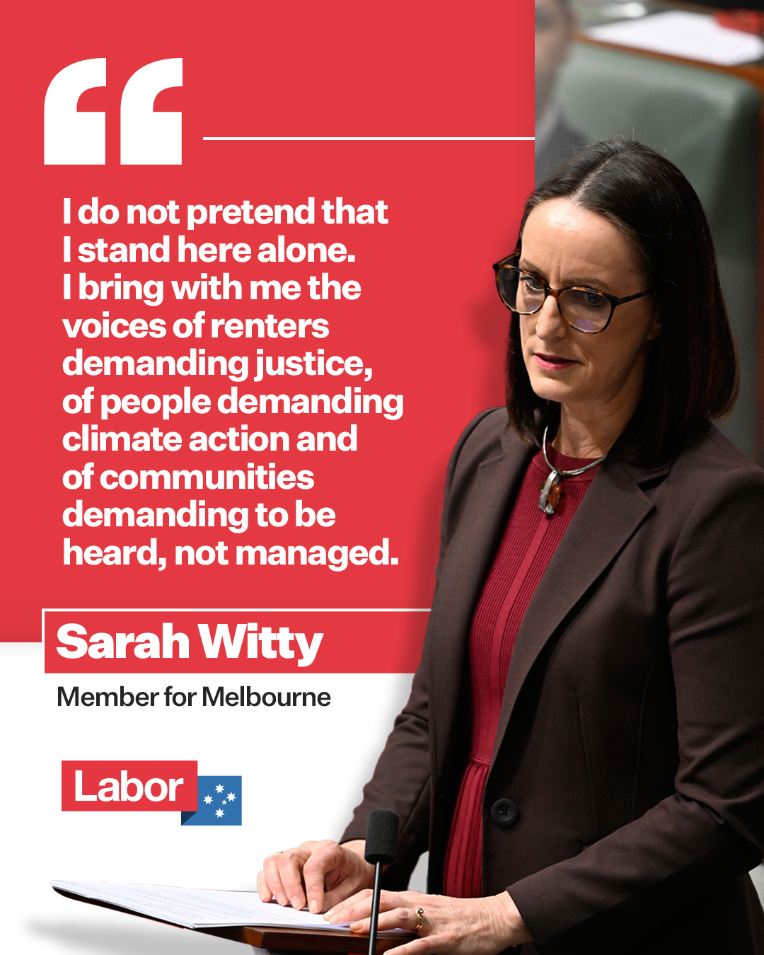 Australian Labor Party: ‘To represent Melbourne in this place is not just an honour; it’s a calling.’ La…