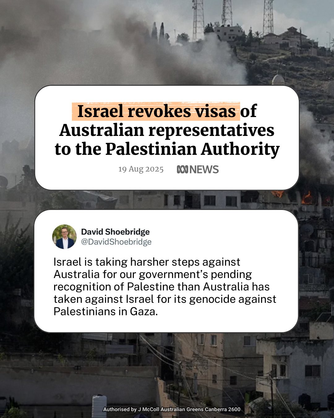 Israel is taking harsher steps against Australia for our government’s pending re...