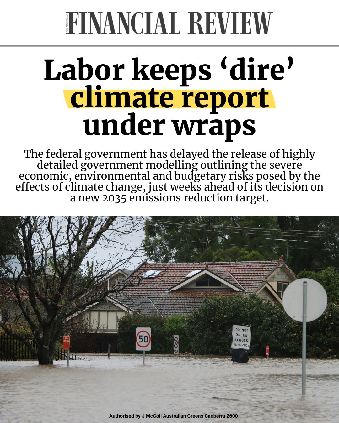 The Australian Greens: Suburbs underwater, deadly heatwaves and extreme drought — that’s what’s reporte…