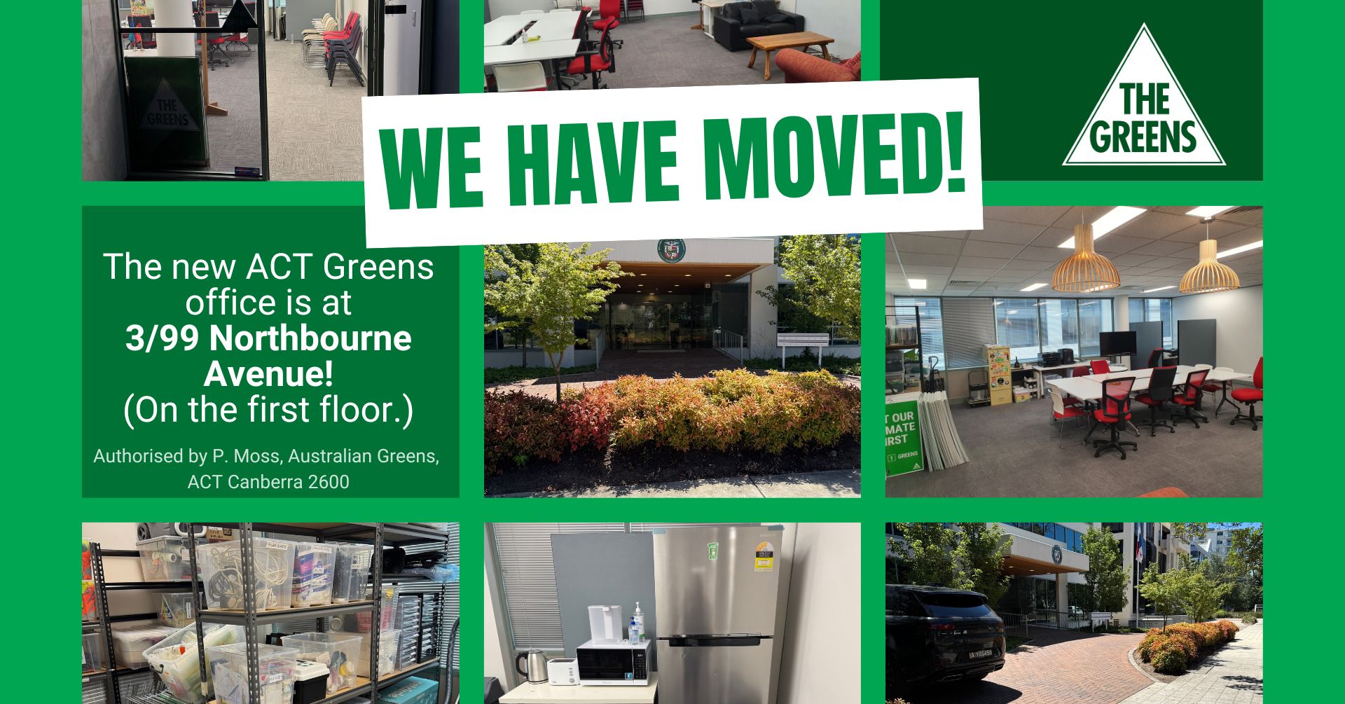 The ACT Greens party office has moved!...