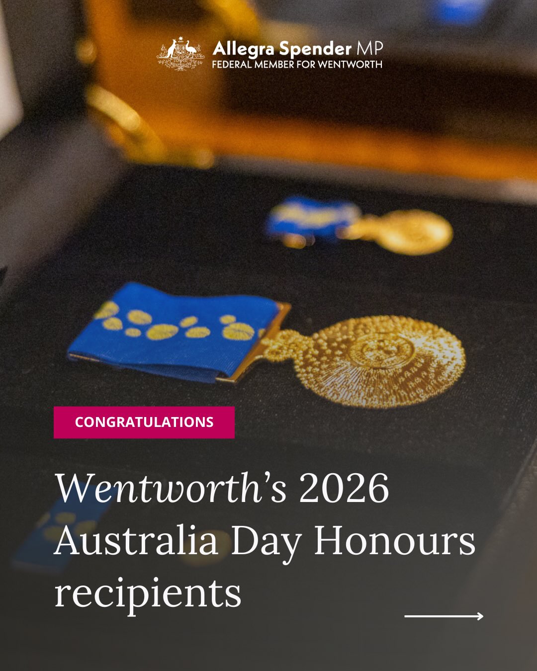 Congratulations to Wentworth’s 2026 Australia Day Honours recipients! What a big list...