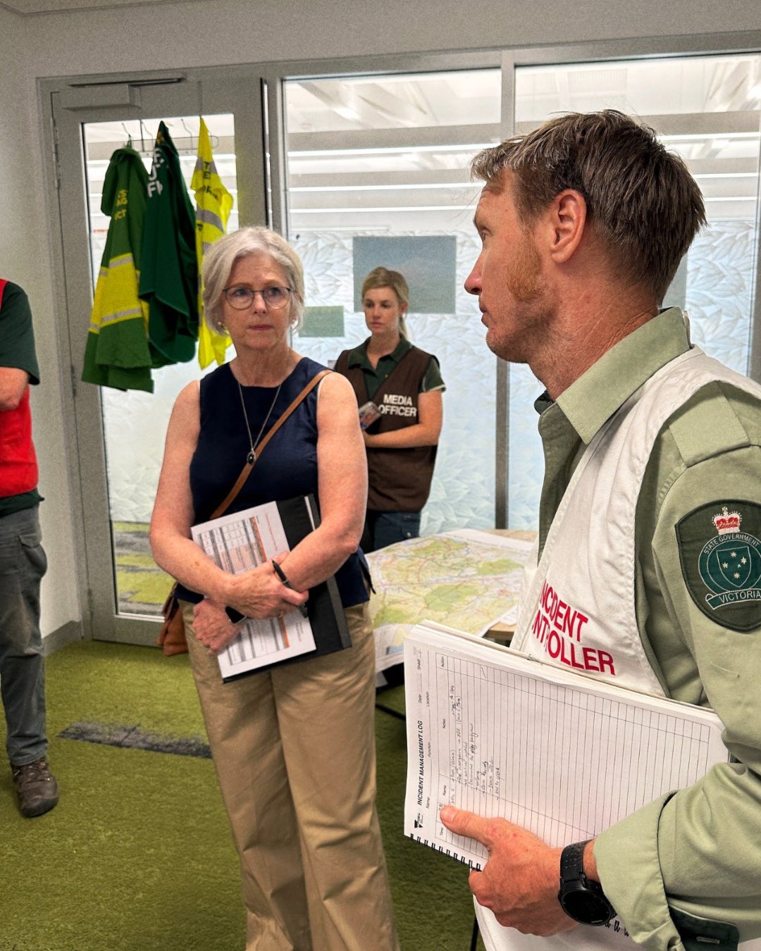 At the Tallangatta Incident Control Centre, I was briefed by officials on the Walwa...
