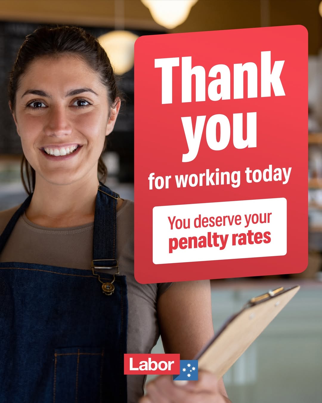 To all those working today: you deserve proper penalty rates for giving up your public...