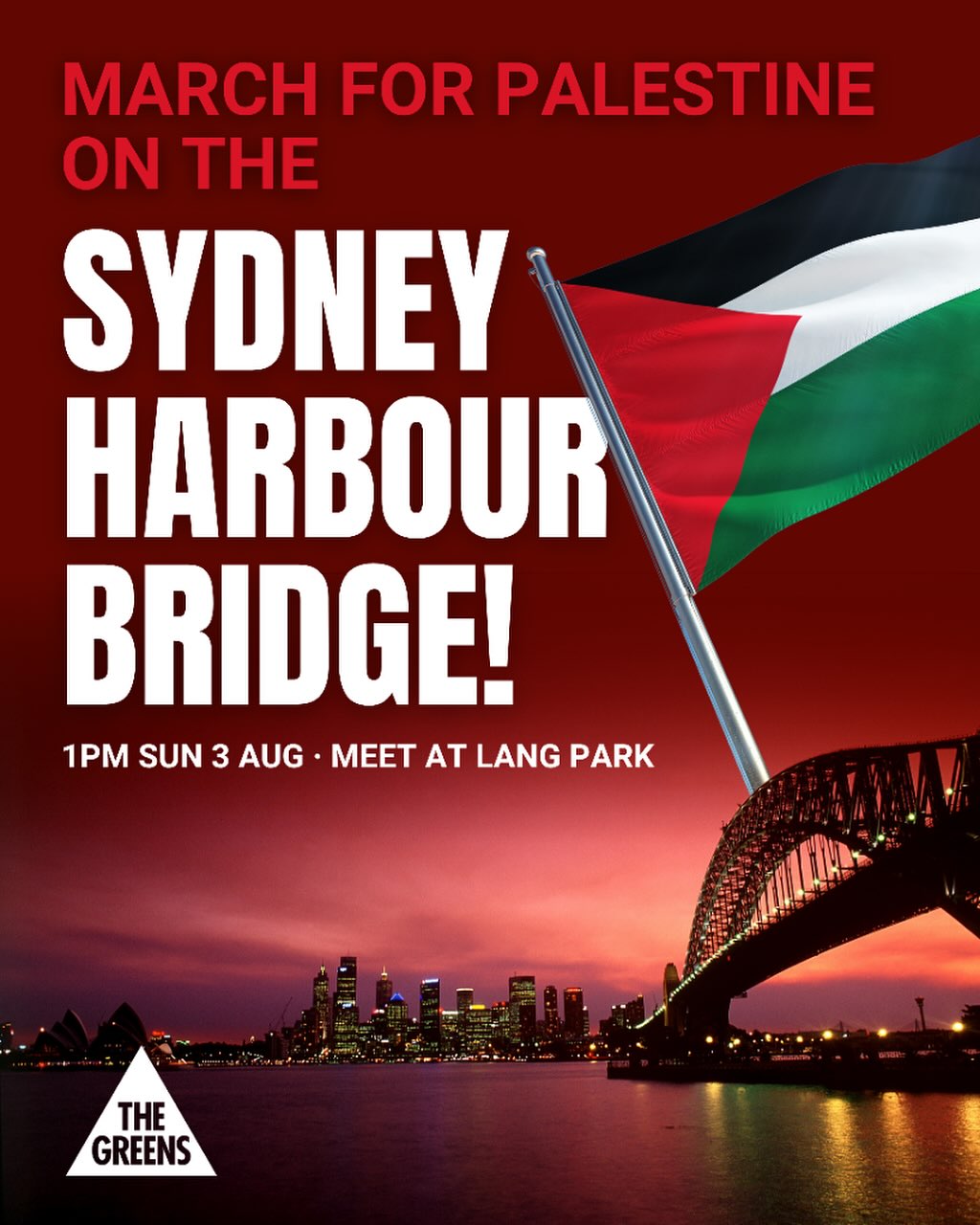 The Greens NSW endorse Palestine Action Group’s march across Sydney Harbour Bridge this...