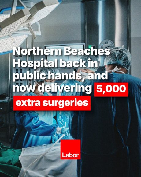 Last year we made the decision to bring the Northern Beaches Hospital back into public...