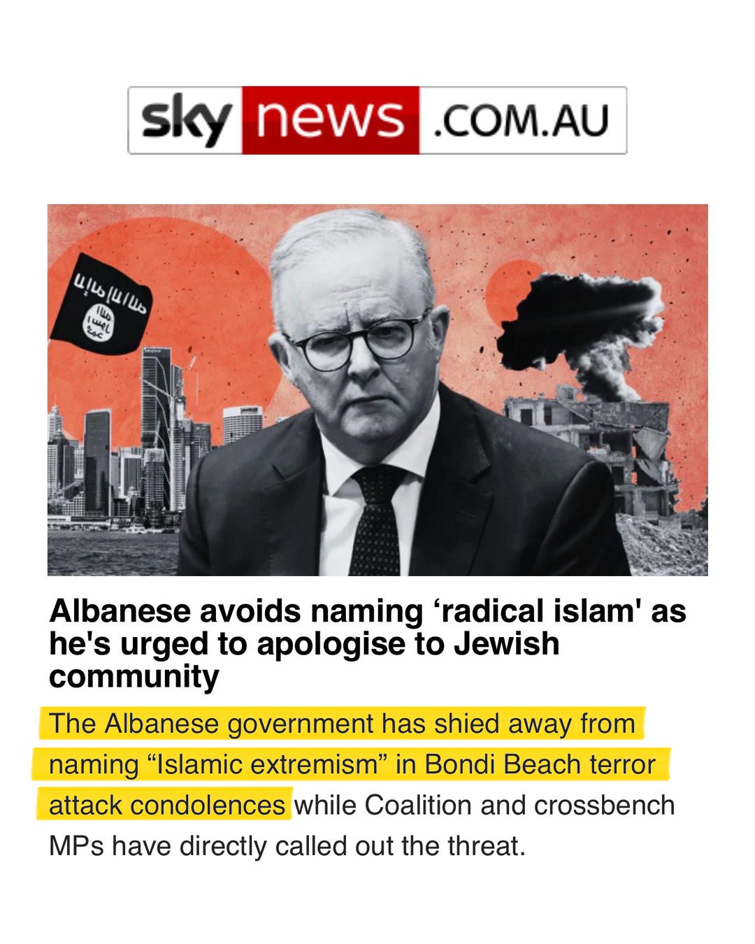 Albanese can't keep Australia safe if he can't admit that radical Islam is the greatest...