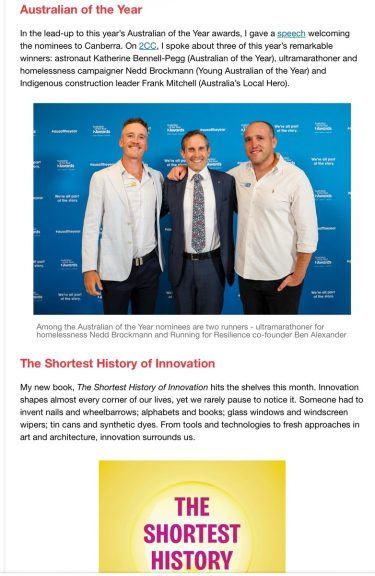 The February "Leigh Report" is on making markets work, Australians of the Year, The...