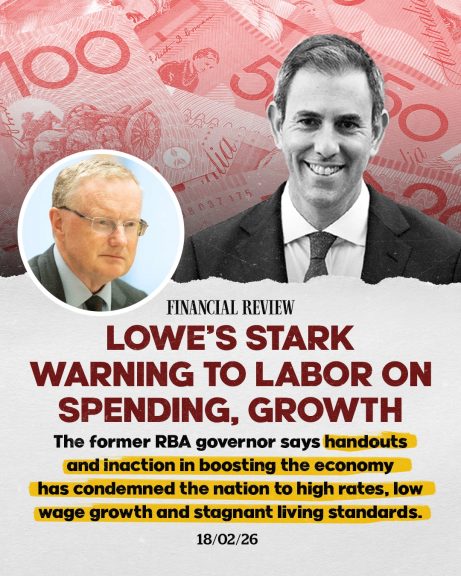 Former RBA Governor Philip Lowe says that more handouts without boosting productivity...